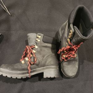 Black Winter & Rain Boots with Red Laces